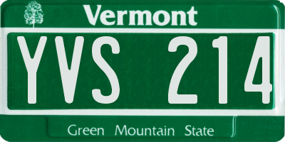 VT license plate YVS214