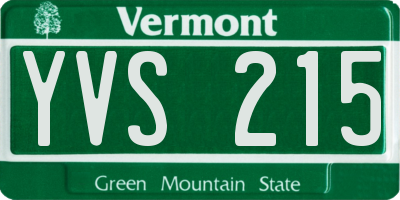 VT license plate YVS215