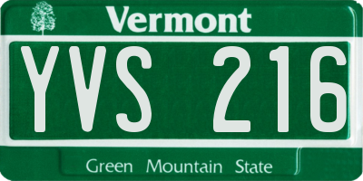 VT license plate YVS216