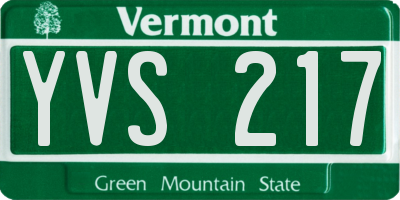 VT license plate YVS217