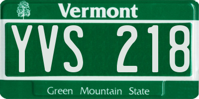 VT license plate YVS218