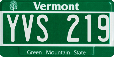 VT license plate YVS219
