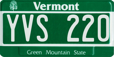 VT license plate YVS220
