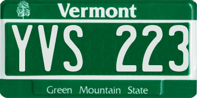VT license plate YVS223