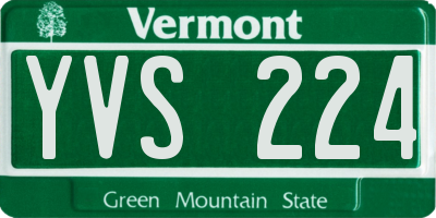 VT license plate YVS224