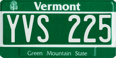VT license plate YVS225