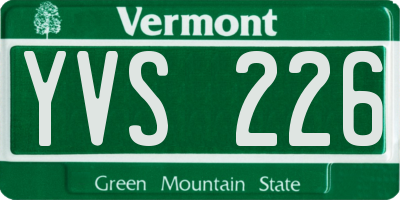 VT license plate YVS226