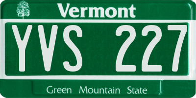 VT license plate YVS227