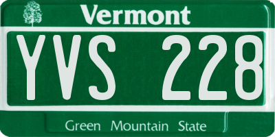 VT license plate YVS228