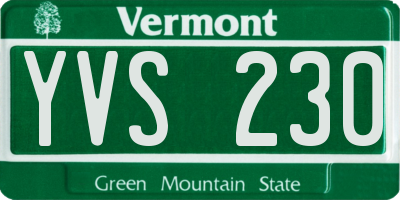 VT license plate YVS230