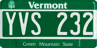 VT license plate YVS232