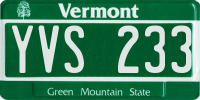 VT license plate YVS233