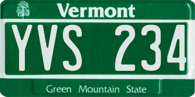 VT license plate YVS234