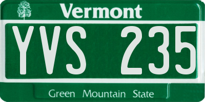 VT license plate YVS235