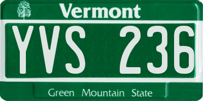 VT license plate YVS236