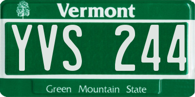 VT license plate YVS244