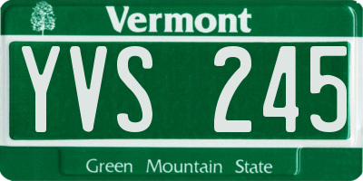 VT license plate YVS245