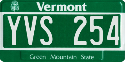VT license plate YVS254