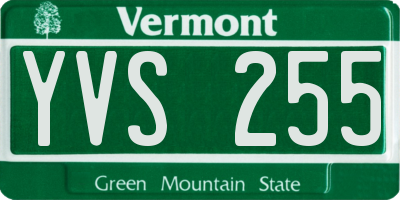 VT license plate YVS255