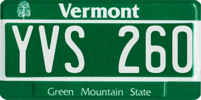 VT license plate YVS260