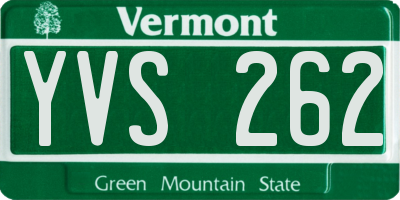 VT license plate YVS262