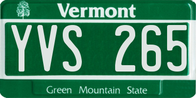 VT license plate YVS265