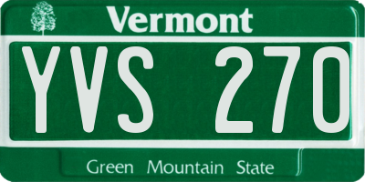 VT license plate YVS270