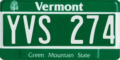VT license plate YVS274