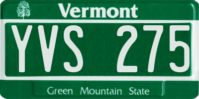 VT license plate YVS275