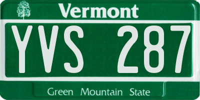 VT license plate YVS287