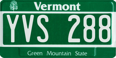 VT license plate YVS288