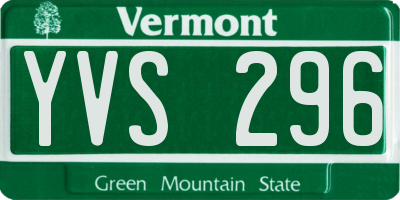 VT license plate YVS296