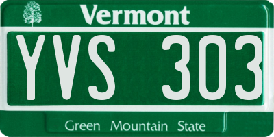 VT license plate YVS303