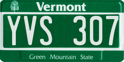 VT license plate YVS307