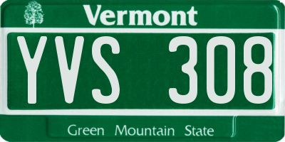 VT license plate YVS308