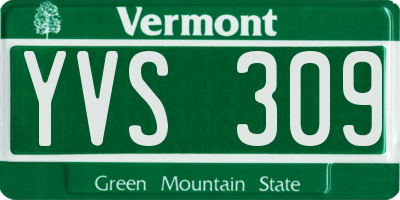 VT license plate YVS309