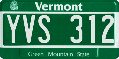 VT license plate YVS312
