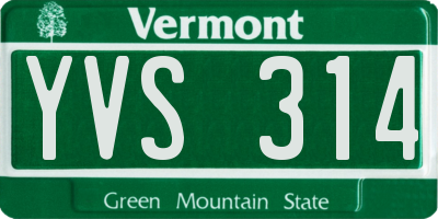 VT license plate YVS314