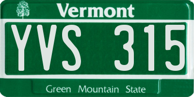 VT license plate YVS315