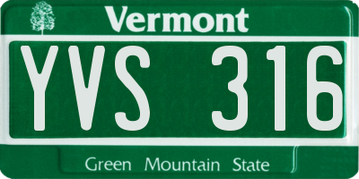VT license plate YVS316
