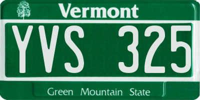 VT license plate YVS325