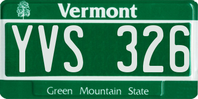 VT license plate YVS326