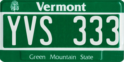 VT license plate YVS333