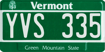 VT license plate YVS335