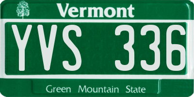 VT license plate YVS336