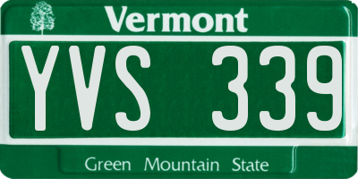 VT license plate YVS339
