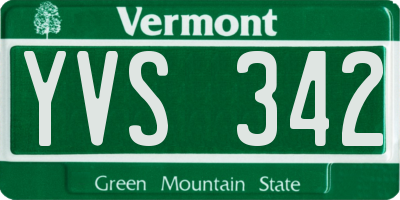 VT license plate YVS342