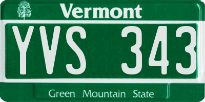 VT license plate YVS343