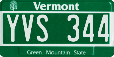 VT license plate YVS344
