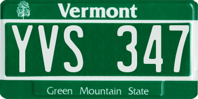 VT license plate YVS347